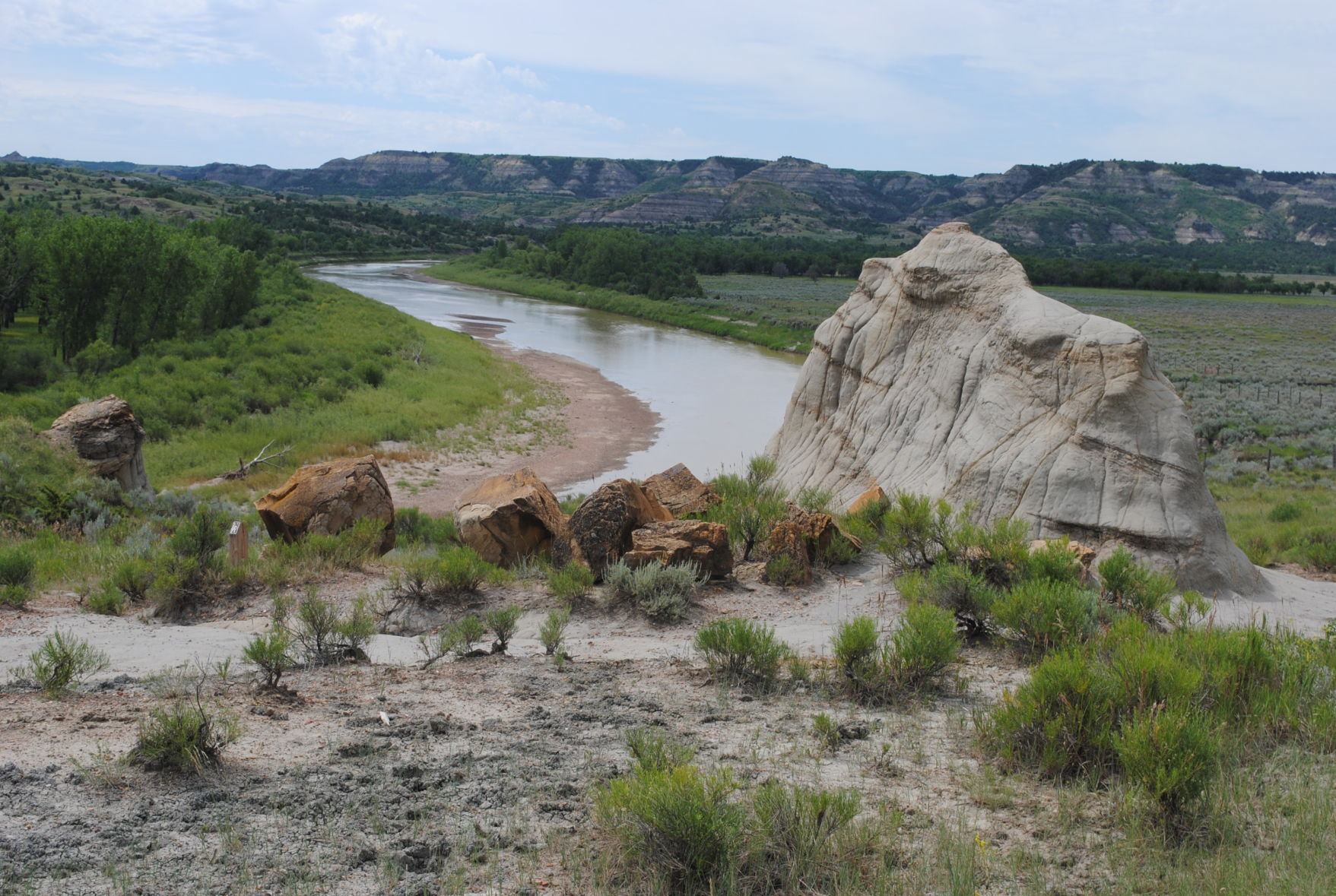 The Little Missouri River as it wanders through the North Theodore Roosevelt National Park.